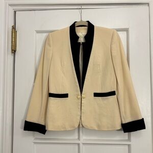 Vintage Wool Cream and Black Tuxedo Blazer